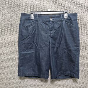 DOCKERS Women's Navy Blue Stretch Regular Fit Pleated Shorts Size 12